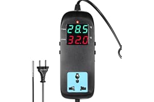 Geevorks Prise Thermostat AC 90V ~ 250V LED Regulateur Thermostat Numérique Électronique(Plage de Mesure - 40~120℃) Thermostat de Thermocouple de Contrôleur de Température avec Protection de Retard