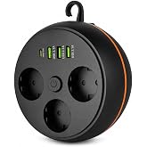 Coverzone Askılı Model Akım Korumalı Makaralı Priz, 190cm Kablo, 3 Prizli 3 USB 1 Type-C 16A 4000W Termal ve Kısa Devre Korum