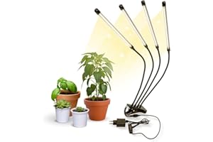 ‎MOBICLINIC Mobiclinic®, Lampa roślinna led, Growflex x4, 3 tryby, 6000k, 10 poziomów jasności, 4 głowice, Pełne spektrum, Wyłącznik czasowy, Obrót 360°, 80w, Elastyczny, Rośliny domowe, Usb