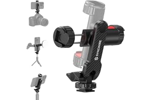 SYNCWIRE Handyhalterung für Stativ, Handy Stativ Adapter mit 2 Blitzschuhen und 1/4-Zoll-Standardschraube, 360° Drehbar und 180° Neigbar, Einstellbar, Kompatibel mit Smartphone, Kamera, Selfie-Stick