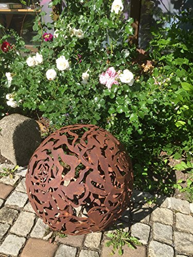 SAREMO Rosenkugel 50cm Kugel Rosen Dekokugel Gartenkugel Rost Edelrost Metall - 2