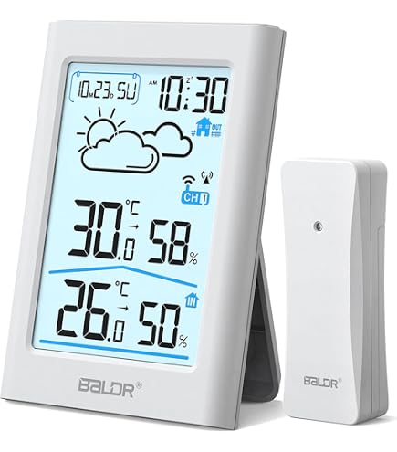 Stazione Meteo Wireless Con Sensore Esterno – Termometro Interno/esterno, Igrometro, Orologio, Sveglia, Display A Colori, Portata 60m