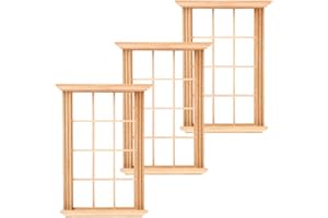 Toyvian 3 Uds Ventana En Miniatura para Manualidades Mini Marco De Ventana Mini Ventana 1:12 Mini Marco De Ventana De Casa Ventana De Madera para Casa De Muñecas Muebles