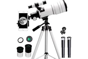QAWNER Teleskop, Astronomie Teleskop für Erwachsene, 150X HD Vergrößerung Teleskop mit 300/70mm, mit Verstellbares Stativ und Telefon Adapter, kompakte tragbare Reiseteleskope für Kinder und Anfänger