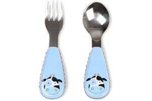 Skip Hop Zoo - Cubiertos, diseño cow, color azul