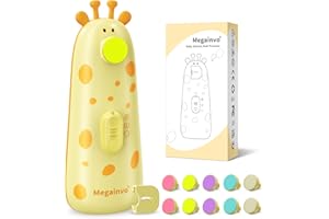 MEGAINVO Elektrische Nagelfeile Baby Nagelpflegeset Elektrisch Nagelpflege Nail Trimmer Nagelschere Nageltrimmer Nail File Maniküre & Pediküre Set für Neugeborene Baby mit Licht, Gelb
