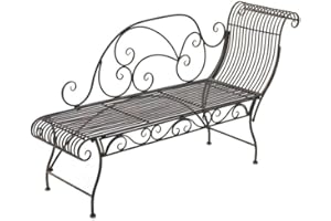 CLP Banc de Jardin en Fer Karma, Récamière Gauche, Style Maison de Campagne, 156 x 46 cm (jusqu'à 5 Couleurs au Choix), Blanc Antique