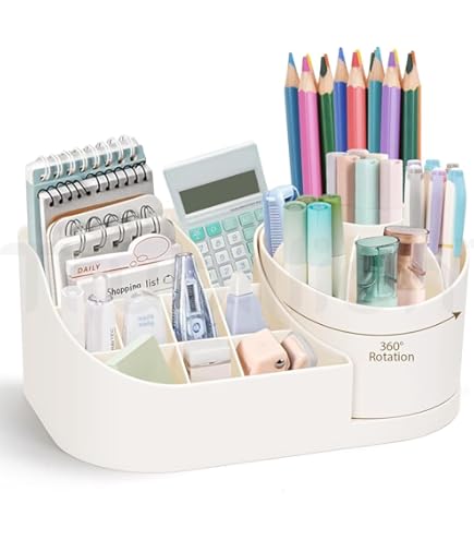 SOUJOY 6-Pack Double Deck Pencil Boxes - Clear Plastic Organizer With Adjustable Compartments