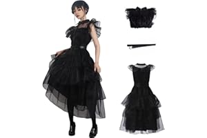 SHIKI Family Wednesday Costume Vintage Goth Black Raven Dance Dress Cosplay Women Girl Tulle Lace Skirt Halloween Party Outfit