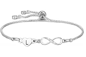 COEROW Alphabet Heart Bracelet infinity Pendant Silver Color Women Gift Initial Letters for Girls Birthday Christmas Anniversary Graduation Infinity Shiny Crystal Bracelets Gift