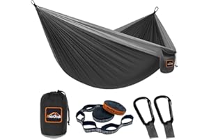 AnorTrek Camping Hammock, hamac de Voyage en Nylon Super léger et Portable avec Deux Sangles d'arbre, pour Le Camping, la randonnée et Le Sac à Dos
