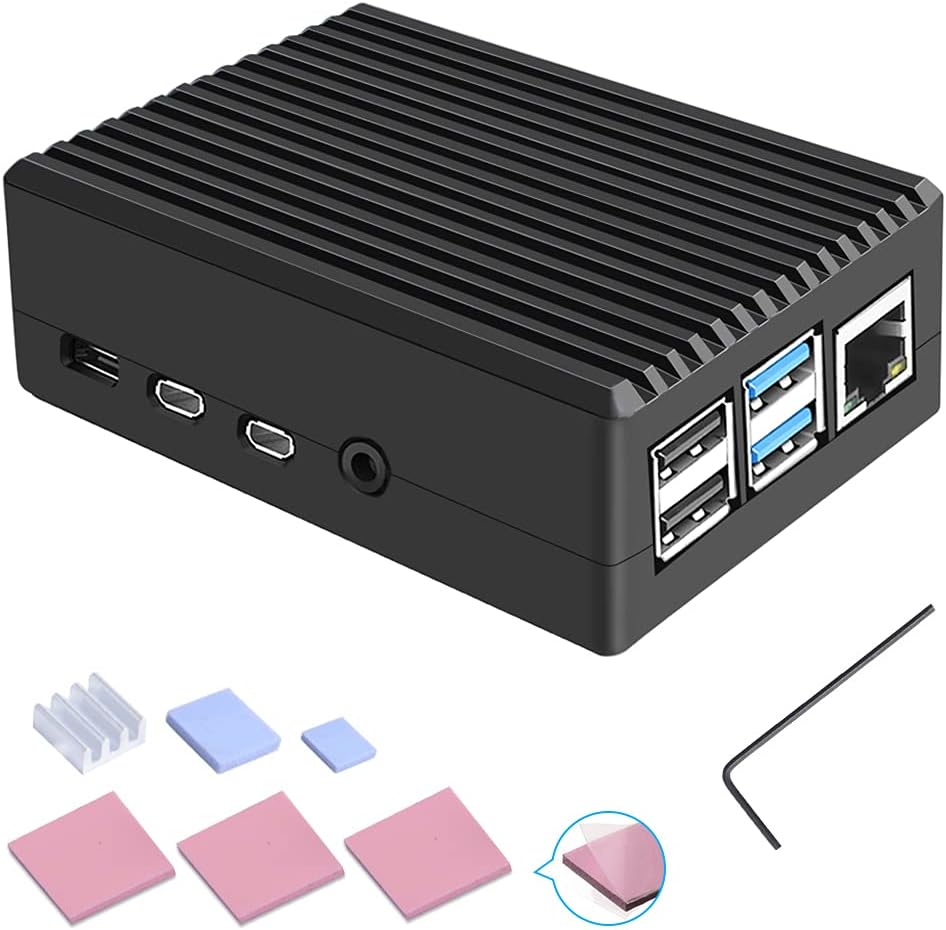 owootecc Aluminium Raspberry Pi 4 Case with Cooling Column, Fanless Metal Heatsink Shell for Raspberry Pi 4 Model B (Black)