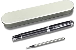 YUN CHUN YUNCHUN 1PC Carbon Fiber Liquid Gel Ink Rollerball Pen, Luxury Medium Point Black Ink Pen with 1 Extra Refill, Fancy Cool Pens for Writing, Journaling, Refillable Executive Professional Pens for Work