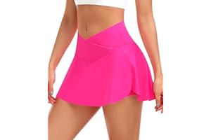 YARRCO Plissierter Tennisrock Damen mit Unterhose Tennis Faltenrock Kurz Hosenrock Golf Sport Workout Running Rock Sommerrock Minirock