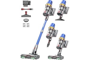 ‎HUHUBA Huhuba H9 Akku Staubsauger 58000Pa/650W/80Min, Staubsauger Kabellos mit LED-Touchscreen, Selbststehender Akkustaubsauger, Upgrade Anti-Tangle Bodenbürste für Tierhaare/Teppiche/Hartböden, Blau