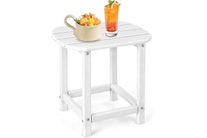 RELAX4LIFE Outdoor Side Table, HDPE Adirondack Table Patio End Table, Low Maintenance & Weather Resistant Small Rectangular Garden Coffee Tea Table for Balcony, Backyard, Lawn and Poolside (White)