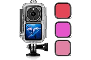 Honbobo Action 2 Filtro, Action 2 Custodia Impermeabile, Filtro Lente Guscio per Immersione Guscio Protettivo Accessori per DJI Action 2, profondità 60M (1 Waterproof Case+3 Filters)