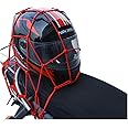 JNNJ Motorcycle Net, Luggage Cargo Net Helmet Net with Hooks, Cargo Net 30CM X 30CM Stretches to 60CM X 60CM with Thicken Hooks, Bungee Cargo Nets for Motorcycles Motorbike Bikes(Red)