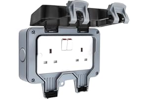 MEGA SOCKET Double Waterproof Outdoor 13Amp Storm Switched 2 Gang Socket IP66 Outside Use