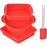 Queta 4 Pieces Flexible Non-Stick Bakery Molds with a Silicone Spatula for Baking Bread Toast Pastels (Red) (Type1)