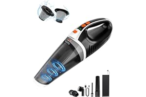 TANYO Aspirateur Voiture Puissant sans Fil, 15000PA/10000PA 2 Vitesses Mini Aspirateur à Main avec LED, Rechargeable Petit Aspirateur de Table pour Le Nettoyage de la Voiture et de la Maison