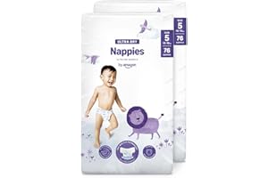 ‎BY AMAZON By Amazon Ultra Dry Windeln Größe 5 (10-16 kg) - MONATSBOX, Weiß, 152 Stück (2 Packungen mit 76) (Früher Unter Der Marke Mama Bear, Identisches Produkt)