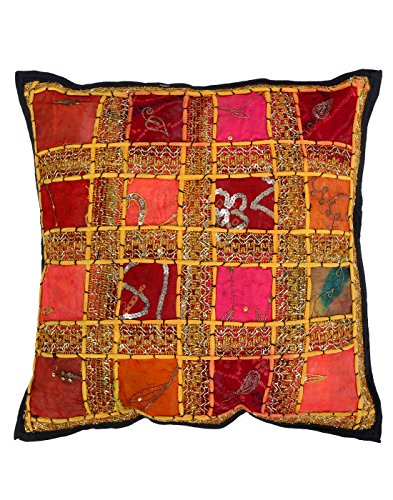 Sofa Patchwork Baumwolle Pillow cover Dekorativ Bunt Couch pailletten pillow case Vintage 40×40 Kissenbezüge Set 5 Elegant Kissenhülle By Rajrang - 2
