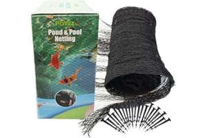 POYEE Pond Netting for Leaves 6m x 6m Pool Leaf Cover Net with Small Fine Mesh Protecting Koi Fish from Birds, Cats - Stakes Included