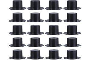 STOBOK Mini Black Top Hats 50pcs, 4.1x4.1x1.9cm Mini Plastic Top Hats DIY Snowman Decoration Miniature Top Hats for Art and Crafts Material Clown Hat for Doll Toy Handcraft - Black