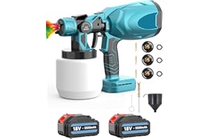 ANUPTTA Sistema di spruzzo a batteria, ricambio per Makita con batteria da 2 x 5500 mAh e caricatore DC18RC, pistola per verniciatura di pareti, soffitti, mobili, recinzioni da giardino, spruzzatore da 800 ml