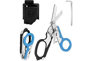 ZENGJUNWEI Ciseaux de secours Trauma Ciseaux 6 en 1 Pliables Ciseaux de Trauma Ciseaux d'urgence Ciseaux à pansements Avec étui de protection K, Clé à molette pour services de secours professionnels, Camping en