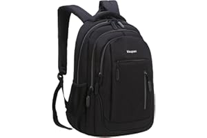 Vaupan Business Travel Laptop Backpack, Water Resistant College School Computer Bag Gifts with USB Charging Port for Men & Women Fits 15.6 Inch Notebook (Black)