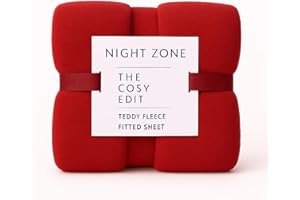 NIGHTZONE Teddy Extra Deep 12"/ 30cm deep fitted sheet teddy bear fleece fitted sheet in single double king Super King (Red, Teddy Fitted Sheet Double)