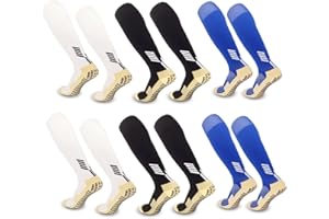 FIBOGOUP Chaussette de Football Combinaison 32-38 | Chaussettes de Sport Enfant | Souples Antidérapantes de Maintien Cheville et Pied | Grip Socquettes pour Basket Trekking Cyclisme Yoga