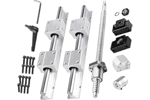 CNCMANS Vis à billes SFU1204-550 mm BK10 BF10 - Lot de 2 rails linéaires SBR12-500 mm avec 4 blocs coulissants SBR12UU - Rail de guidage horizontal pour machines d'automatisation