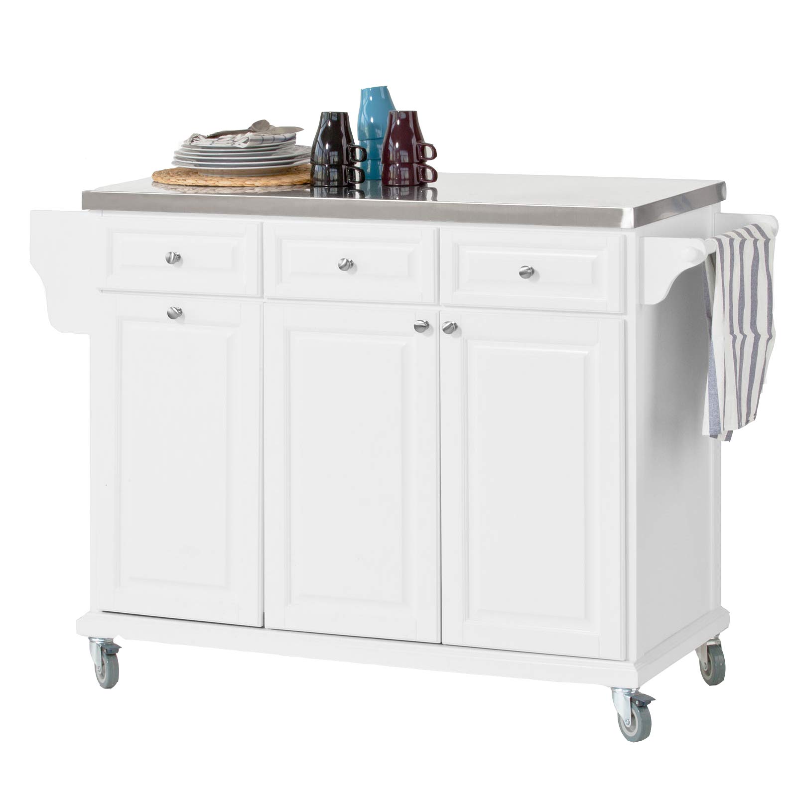 SoBuy FKW33-W Küchenwagen mit Edelstahlplatte Küchenschrank Kücheninsel