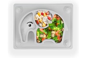 Kids Plates Baby Suction Placemat - SILIVO Non Slip Silicone Toddlers Placemat with Suction Cups for Babies, Kids and Children - (10"x7.8"x1.1")