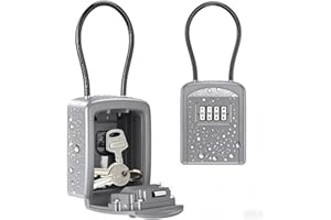 Brifit Key Cabinet with Number Code, Key Safe with Shackle, Key Safe for Outdoor and Indoor Use, Waterproof Key Box with Number Code for Replacement House Keys, Home, Garages, School (Silver)