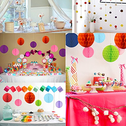 JUSLIN Geburtstag Party Dekoration Banner Wimpelkette und 8 Stück farbige Seidenpapier pompons Blumenball für Geburtstag Party Dekoration - 7