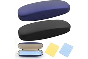 HIQU and HIST 2 Stücke Brillenetui Hardcase, Kratzfeste Brillenbox PU Leder Hartschalenetui mit Putztuch,Tragbare Brillentasche für Damen Herren Kinder Brillen für Sonnenbrille Lesebrille Sportbrille