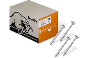 kwb Vite per legno 4x40 mm, PZ2, 200 pezzi, viti per legno con impronta a croce, viti per pannelli truciolari, viti per legno, filettatura parziale, rivestimento Cr3, punta tipo 17
