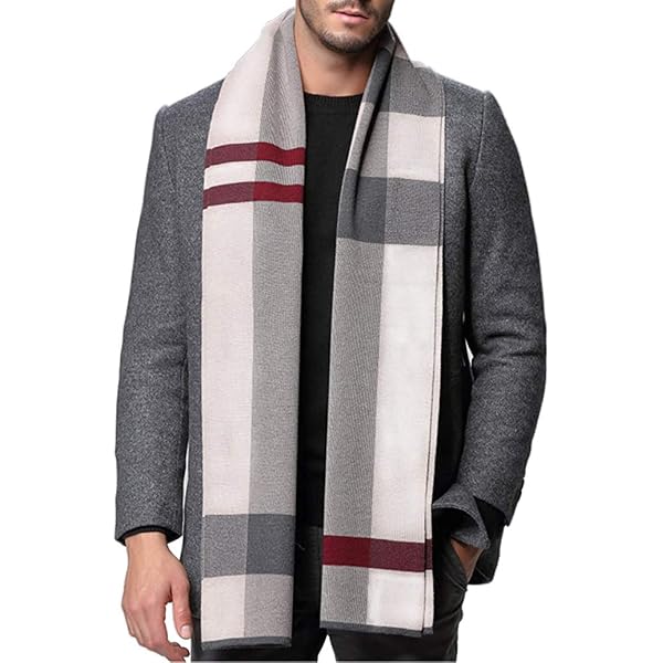 Écharpe Laine Mérinos Homme Rayée - Coffret Cadeau Chaud Doux Tricot Épais Luxueux