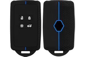JCSJK Coque de Clé de Voiture pour Clio Re-Nault Megane Koleos Kadjar Kangoo Twingo Talisman Captur Espace Dacia Duster Étui Carte Voiture Silicone TPU Voiture Protection Étui Souple 4 Boutons, Bleu