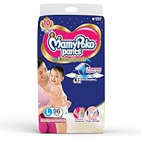 MamyPoko Pants Extra Absorb Baby Diapers Monthly Pack, Large (9 - 14 kg) 96 Count