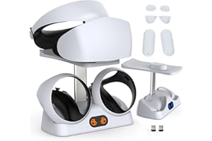 HUAYUWA Controller Ladestation & Anti-Rutsch-Pads für PS5 VR2, PSVR2 Ladestation mit VR Headset Halter Display Ständer, PS-VR2 Ladeständer mit LED-Anzeige
