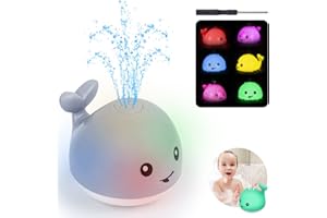Highttoy Jouet de Bain pour Bébé, Jouets de Bain à Jets d'eau Baleine Lumineux Enfant Compagnon de Bain Arroseur à Induction Fontaine Flottante Jouet de Bain pour Bébé Enfant