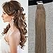 Produktbild Full Shine 24 Zoll Color #8 Ash Brown 100g Per Set 40 Stuck Remy Human Haarverlängerung Tape in Brazilian Virgin Human Hair Extensions
