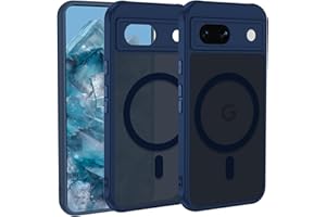 KetteTech Magnetyczne etui do Google Pixel 8A kompatybilne z MagSafe, odporne na wstrząsy półprzezroczyste matowe tylne cienkie odporne na zarysowania wojskowe trwałe etui ochronne, ciemnoniebieski