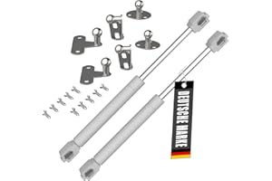 Bemacom 2x Gasdruckfeder Klappenbeschlag 100N Weiß 100 KG Tragkraft Stoßdämpfer Gasfeder Dämpfer Gasdruckdämpfer passend für Möbel Klappen Türen Mülltonnenbox