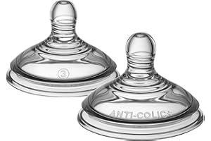 Tommee Tippee Tettarelle anticole avanzate per biberon, flusso rapido, 6+ mesi, simili al seno per un fermo naturale, valvola anti-coliche, silicone morbido, confezione da 2